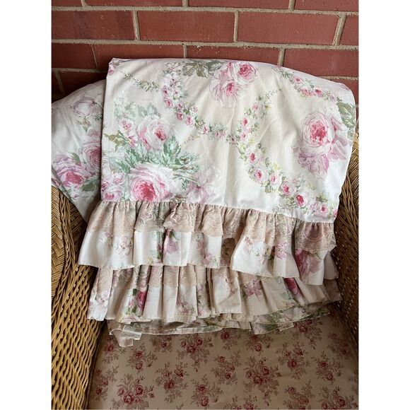 Vintage Dusty Rose Queen Sheet Set Cottage Core Shabby Chic - Picture 1 of 6